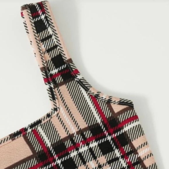 Double Square Neck Plaid Bodycon Dress - Picture 3 of 3